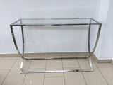 Konsole Silber Glas-Metall verchromt, Wandtisch verchromt Glas, Maße 120x40 cm