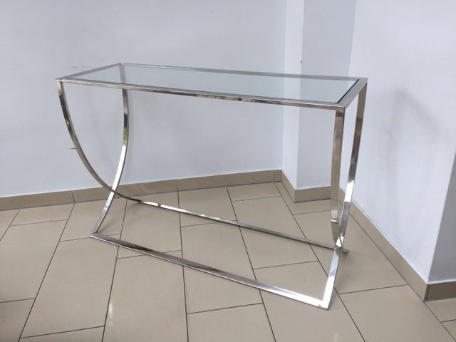 Konsole Silber Glas-Metall verchromt, Wandtisch verchromt Glas, Maße 120x40 cm