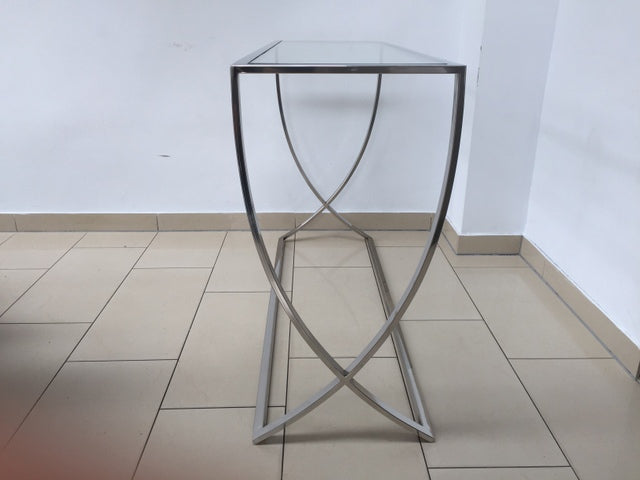 Konsole Silber Glas-Metall verchromt, Wandtisch verchromt Glas, Maße 120x40 cm
