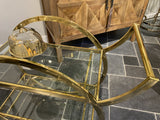 Servierwagen Gold Glas Metall, Barwagen Gold, Trolley Gold