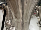 Bodenvase Silber, Bodenvase Metall groß, Vase Silber, Höhe 162 cm