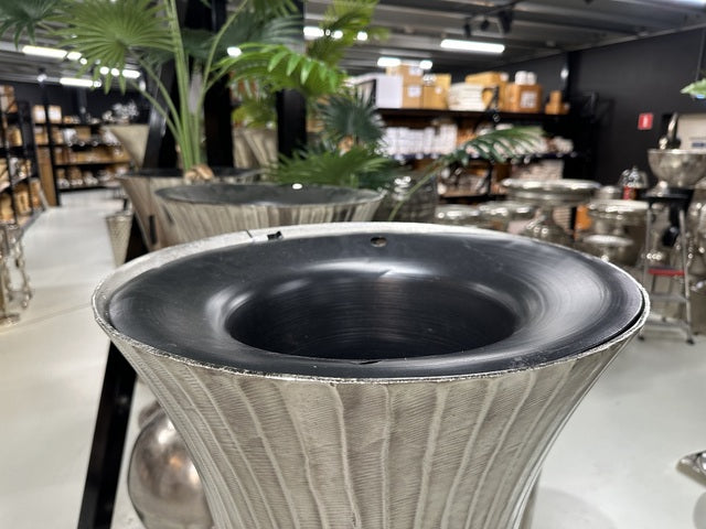 Bodenvase Silber, Bodenvase Metall groß, Vase Silber, Höhe 162 cm