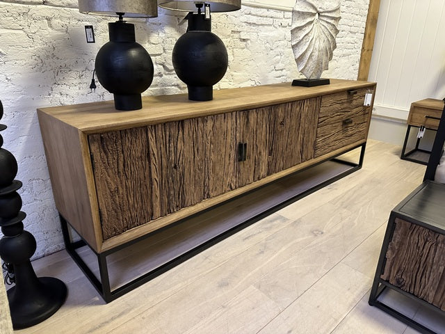 Sideboard Altholz schwarz-braun, Anrichte Altholz, Breite 240 cm