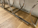 Konsole Silber, Wandtisch verchromt, Glas-Konsole Silber, Breite 150 cm
