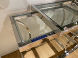 Konsole Silber, Wandtisch verchromt, Glas-Konsole Silber, Breite 150 cm