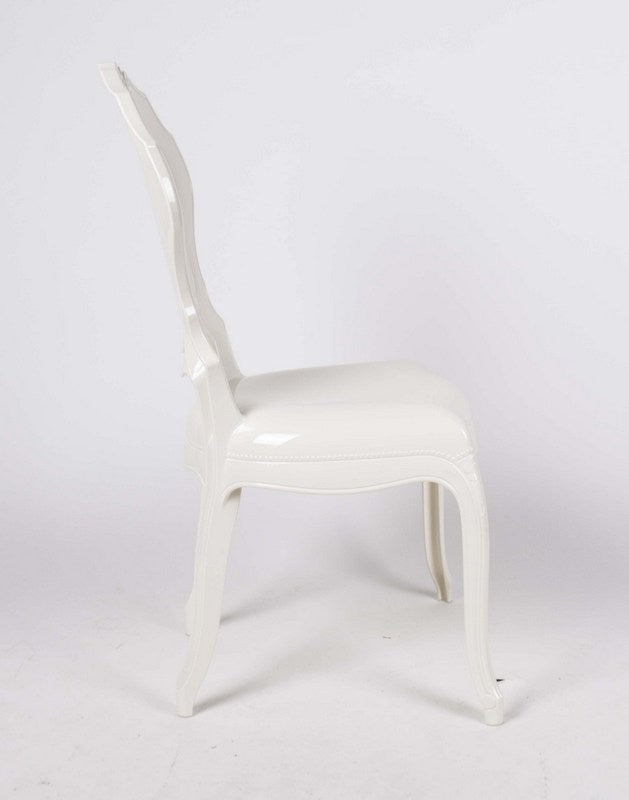 Stuhl Barock aus Polycarbonat, weiß-creme