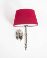 Wandleuchte verchromt, Farbe silber, Wandlampe mit Lampenschirm rot