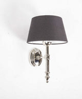 Wandleuchte verchromt, Farbe silber, Wandlampe mit Lampenschirm grau