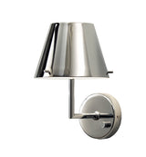 Wandlampe mit eine Lampenschirm aus Metall, Farbe Silber-Chrome, Wandlampe mit Lampenschirm