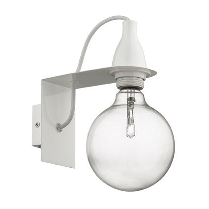 Wandleuchte Metall weiß, Halogenlampe, Kabel