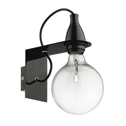 Wandleuchte Metall schwarz, Halogenlampe, Kabel