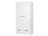 Kleiderschrank Weiß mit 2 Schubladen, Schrank, Breite 94 cm