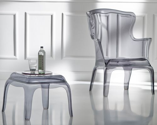 Beistelltisch im Modern-Barockstil, Couchtisch italienisches Design, Farbe transparent