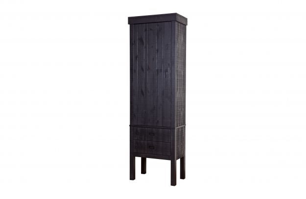 Kinderzimmerschrank anthrazit-schwarz, Schrank schwarz Massivholz, Kleiderschrank anthrazit Massivholz, Breite 73 cm