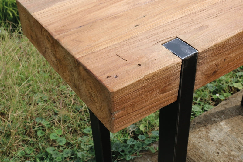 Konsole Teakholz Industriedesign, Wandtisch Teak Industriedesign Metall Gestell, Konsole Teak, Breite 150 cm