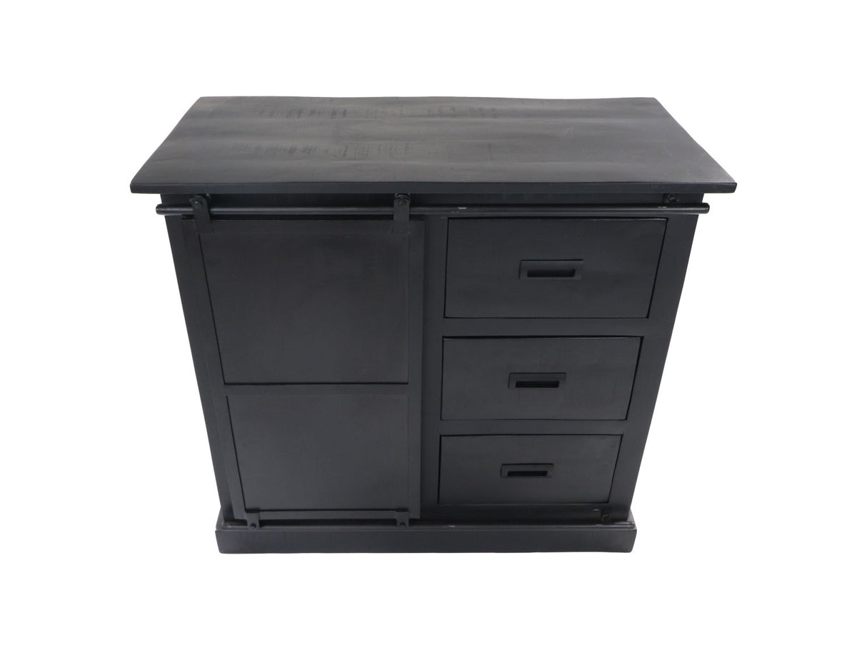 Sideboard schwarz, Industriedesign Anrichte schwarz, Kommode schwarz, Breite 95 cm