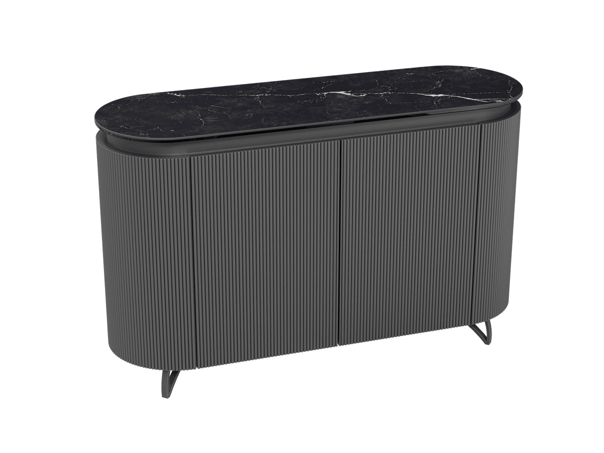 Sideboard anthrazit, Sideboard Keramik, ovale Anrichte Keramik, Breite 130 cm