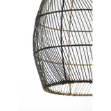 Metall Hängeleuchte schwarz, Hängeleuchte schwarz-Gold, Rattan Look, Höhe Ø23x31 cm