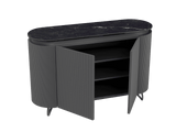 Sideboard anthrazit, Sideboard Keramik, ovale Anrichte Keramik, Breite 130 cm