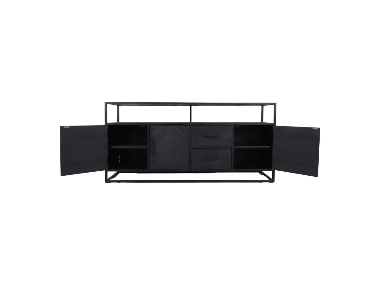 Sideboard schwarz, Industriedesign Anrichte schwarz, Kommode schwarz, Breite 180 cm