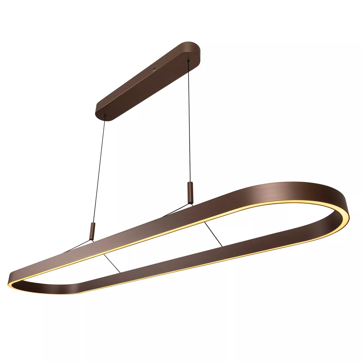 Pendelleuchte Rost-Farbe, Hängeleuchte LED oval dimmbar, Breite 150 cm