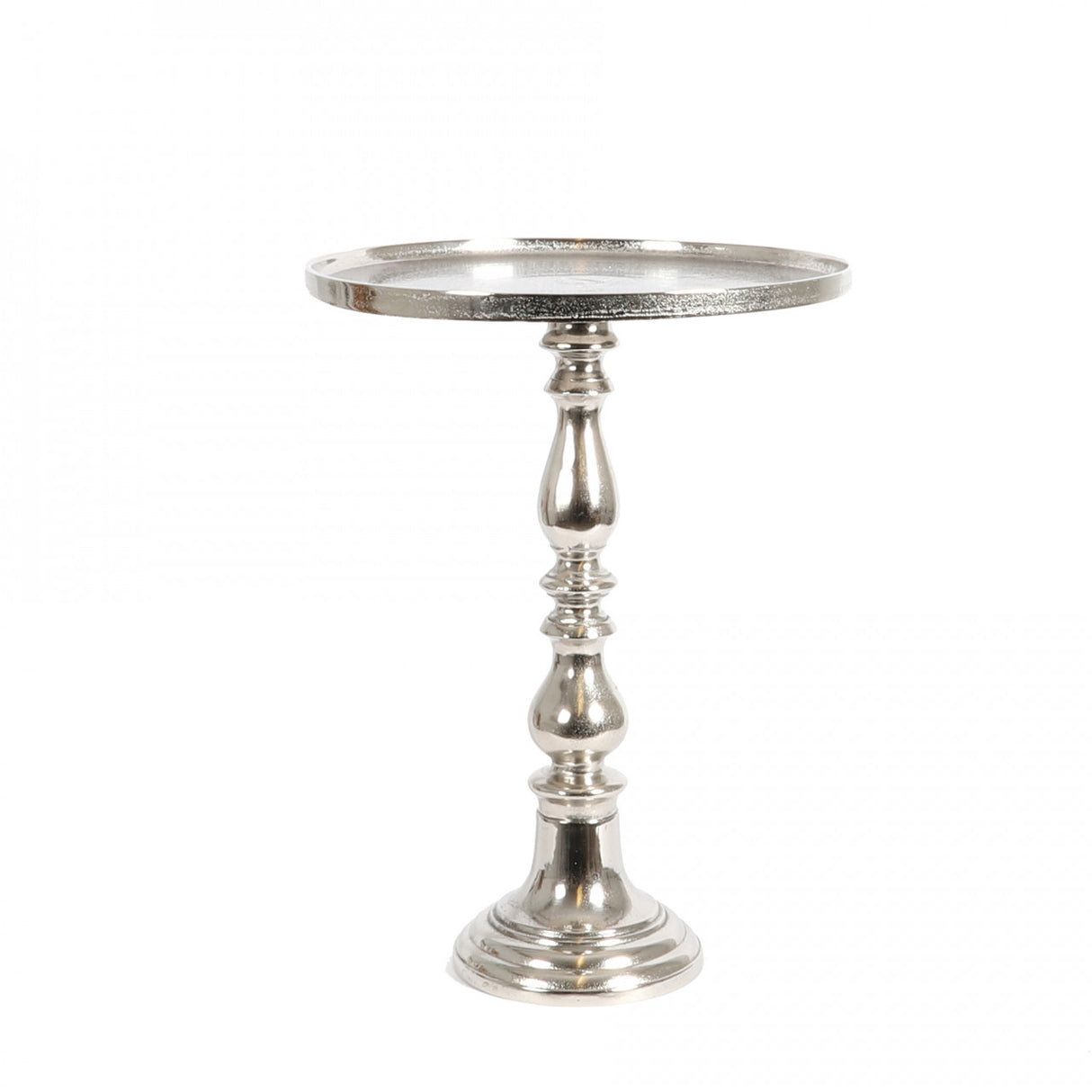 Beistelltisch rund Silber Metall, runder Beistelltisch Silber, Durchmesser 46 cm