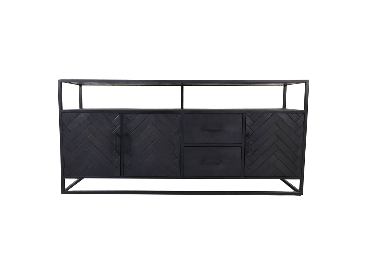 Sideboard schwarz, Industriedesign Anrichte schwarz, Kommode schwarz, Breite 180 cm