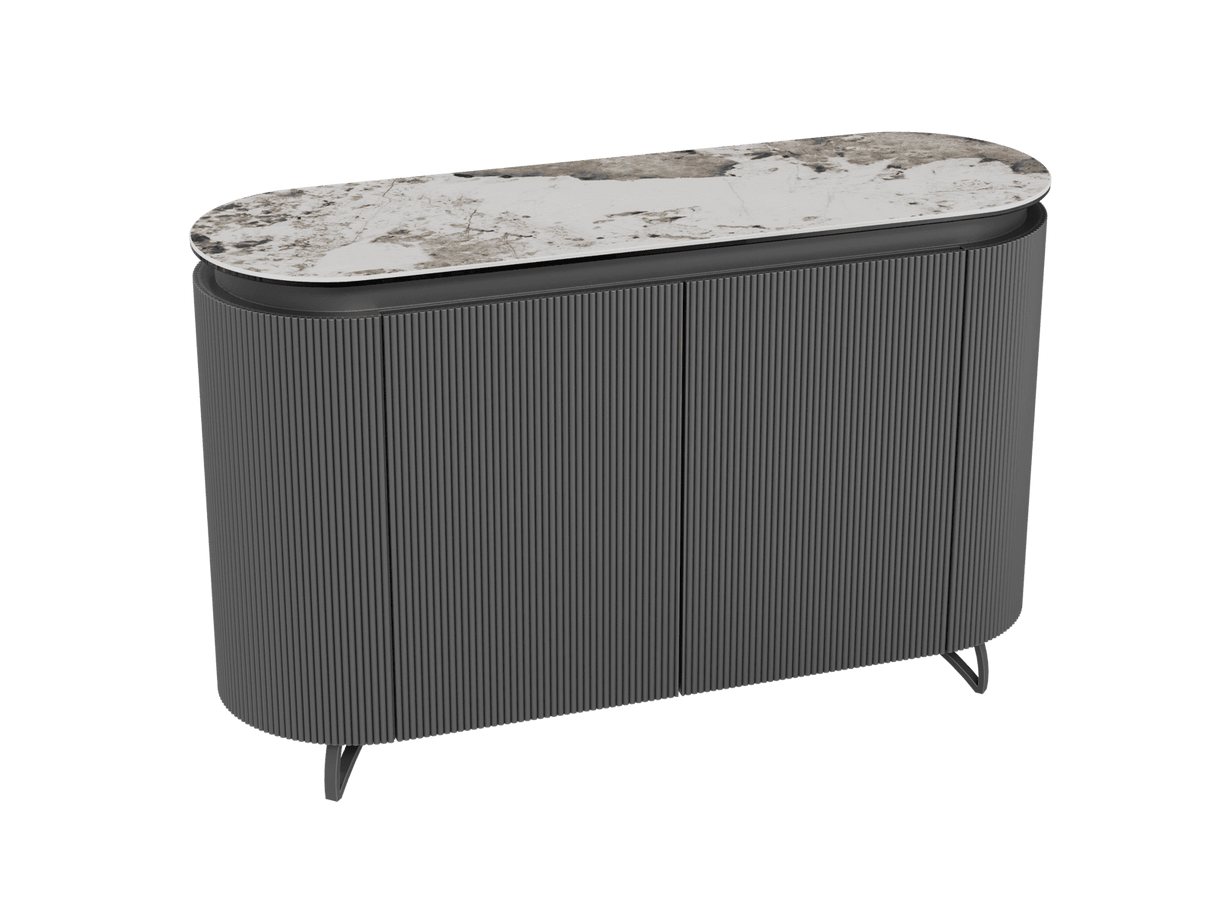 Sideboard Marmoroptik, Sideboard Keramik, ovale Anrichte Keramik, Breite 130 cm