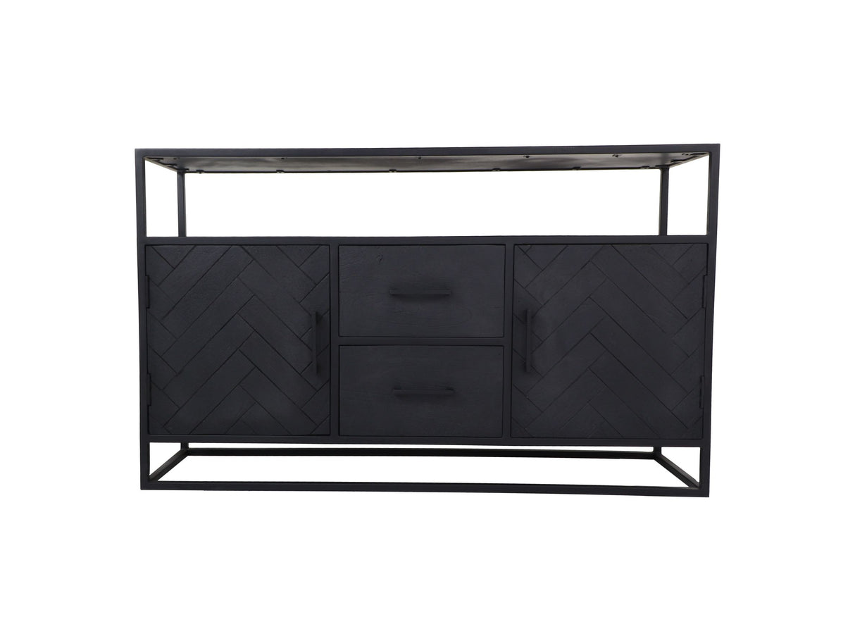 Sideboard schwarz, Industriedesign Anrichte schwarz, Kommode schwarz, Breite 140 cm