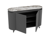 Sideboard Marmoroptik, Sideboard Keramik, ovale Anrichte Keramik, Breite 130 cm