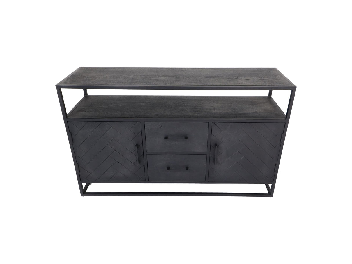 Sideboard schwarz, Industriedesign Anrichte schwarz, Kommode schwarz, Breite 140 cm