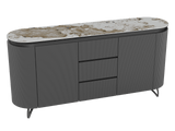 Sideboard Marmoroptik, Sideboard mit Schubladen Keramik, ovale Anrichte Keramik, Breite 170 cm