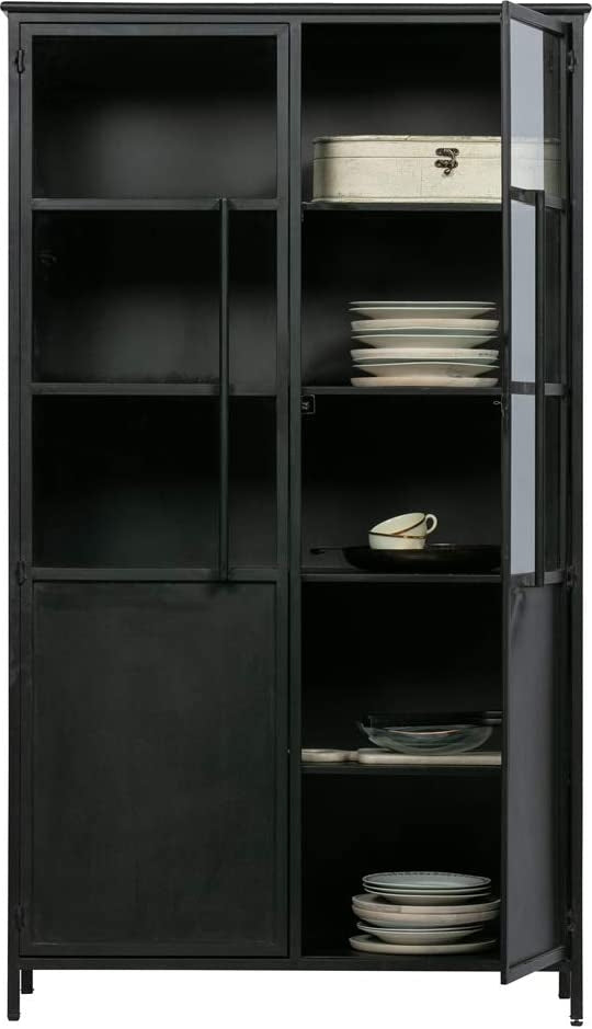 Metallschrank schwarz, Schrank schwarz, Bücherschrank Metall schwarz, Geschirrschrank schwarz, Breite 100 cm