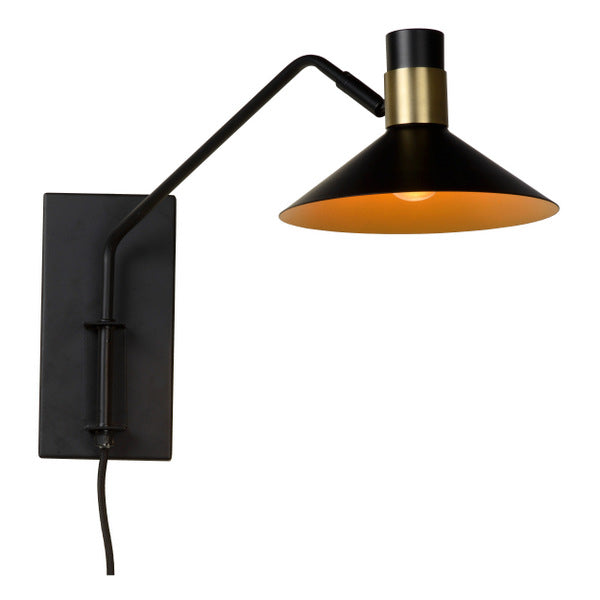 Wandlampe Gold schwarz Industriedesign, Wandleuchte schwarz Metall