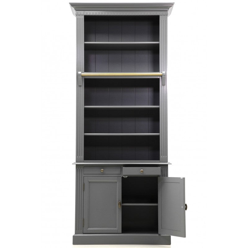 Bücherschrank grau Landhaus, Schrank grau, Aktenschrank grau Landhausstil,  Breite 100 cm