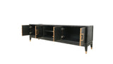 TV Schrank schwarz, Fernsehschrank schwarz, Sideboard Eiche furniert Gold schwarz, Breite 185 cm