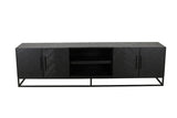 TV Schrank schwarz, Fernsehschrank schwarz, TV Schramk Fischgrätmuster schwarz, Breite 220 cm