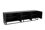 TV Schrank schwarz, Fernsehschrank schwarz, TV Schramk Fischgrätmuster schwarz, Breite 220 cm