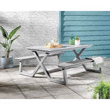 Gruppensitzbank grau, Sitzgruppe Aluminium grau, Picknick Sitzgruppe grau, Gartentisch mit Bank grau, Picknickbank grau, Breite 180 cm