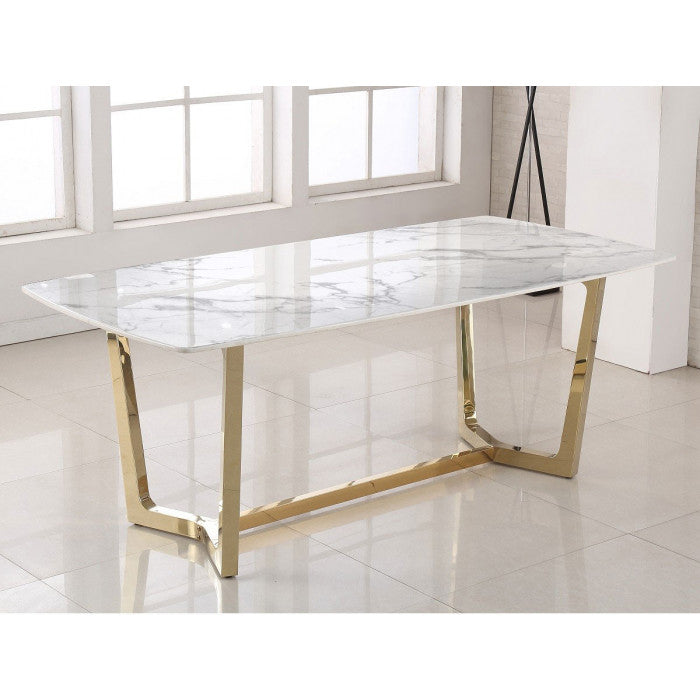 Esstisch Marmoroptik, Tisch Gold-Gestell, Esstisch Gold Marmor Tischplatte,  Breite 200 cm