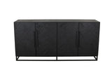 Sideboard schwarz, Anrichte schwarz, Sideboard Fischgrätmuster schwarz, Breite 180 cm