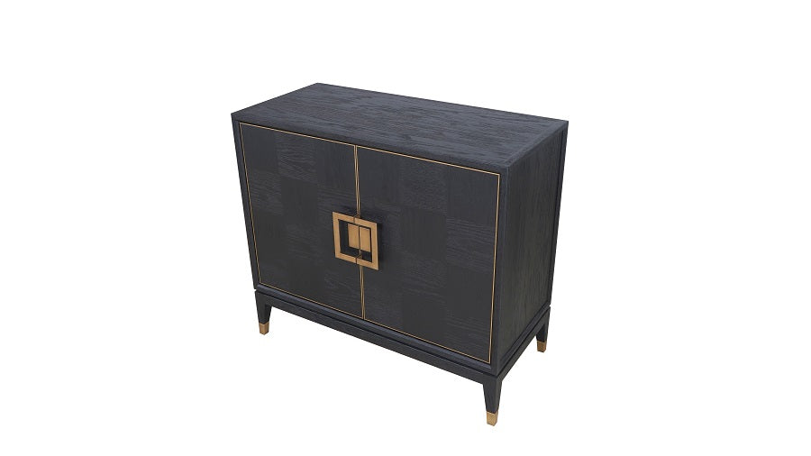 Sideboard schwarz, Anrichte schwarz, Sideboard Gold schwarz, Breite 96 cm