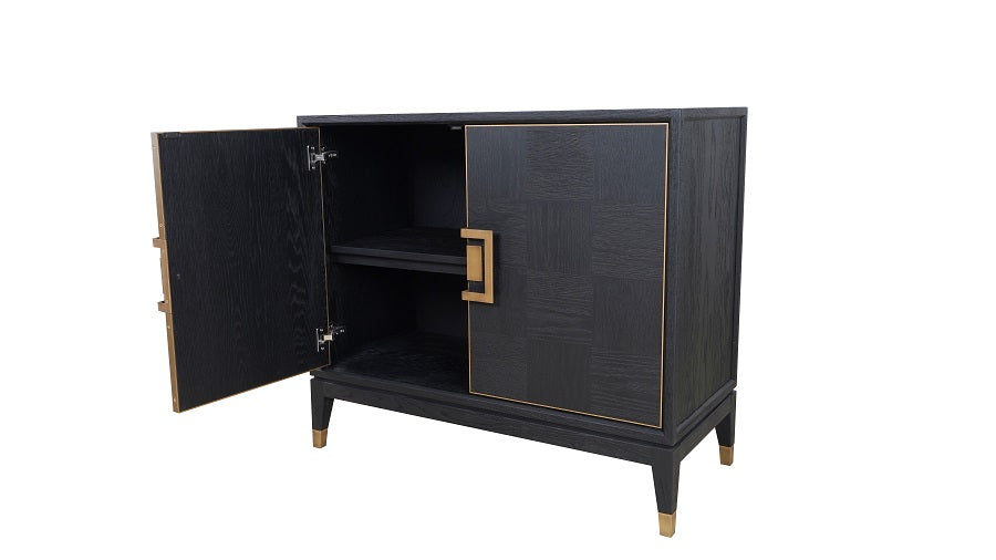 Sideboard schwarz, Anrichte schwarz, Sideboard Gold schwarz, Breite 96 cm