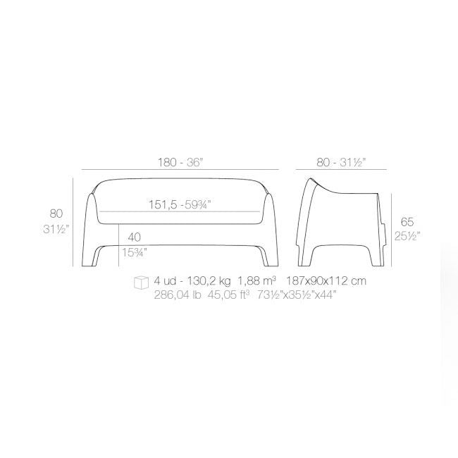 Gartensofa schwarz, outdoor Sofa schwarz