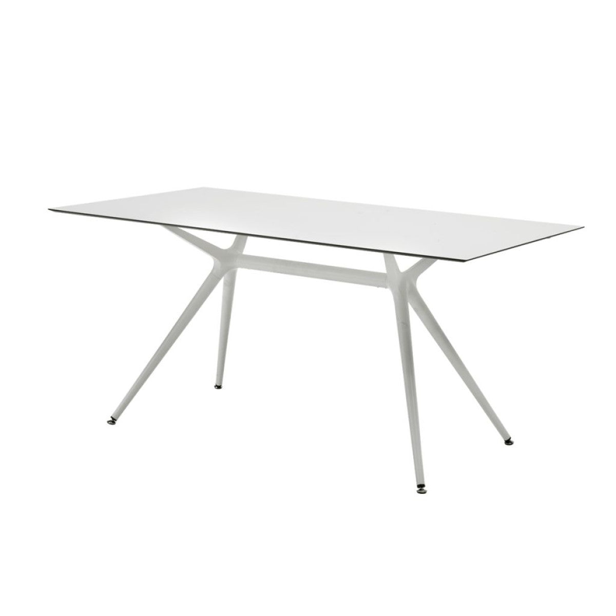 Design Tisch weiß, Bürotisch weiß, Länge 210 cm