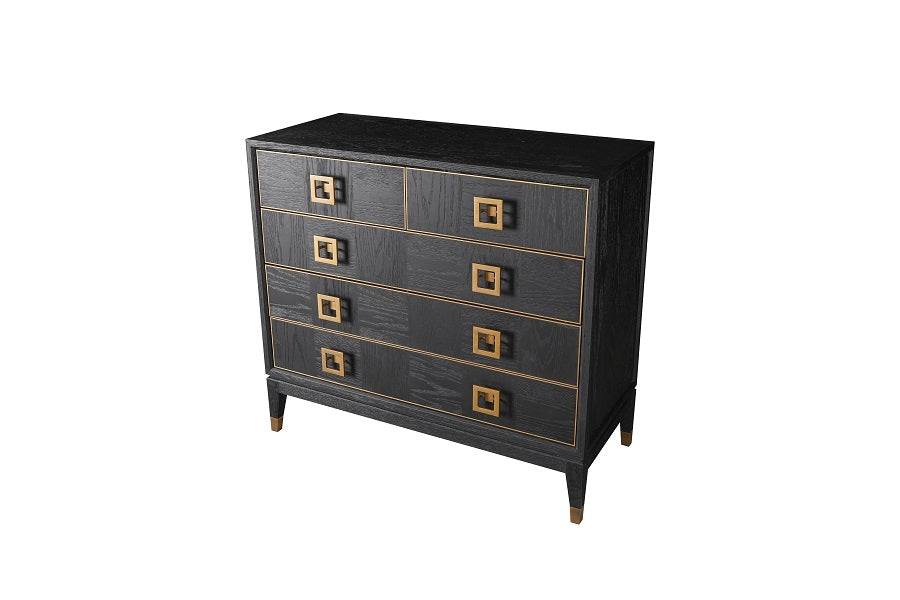 Kommode schwarz, Anrichte schwarz, Sideboard Gold schwarz, Breite 100 cm