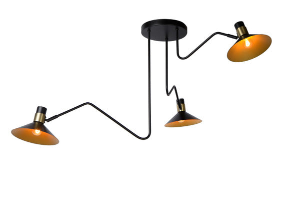 Deckenleuchte Gold schwarz Industriedesign, Deckenlampe Gold Metall