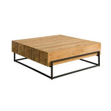 Couchtisch Teakholz Tischplatte, Couchtisch Metall-Gestell, Breite 108 cm