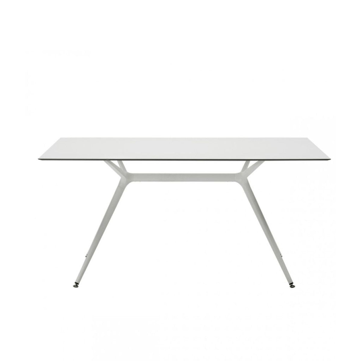 Design Tisch weiß, Bürotisch weiß, Länge 210 cm