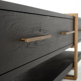 TV Schrank schwarz vier Schubladen, Fernseheschrank Bronze, Fernsehkommode mit Schubladen, Breite 240 cm